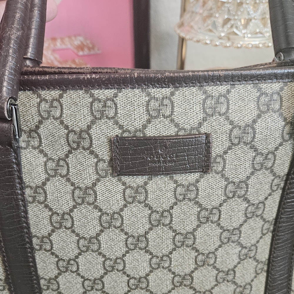 Gucci Beige/Brown Canvas Tote 15x9in - Picture 7 of 16